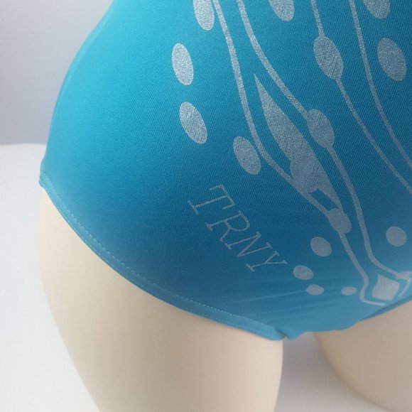 swimsuit with cap blue with touch of silver on front, size M - Picture 7 of 11